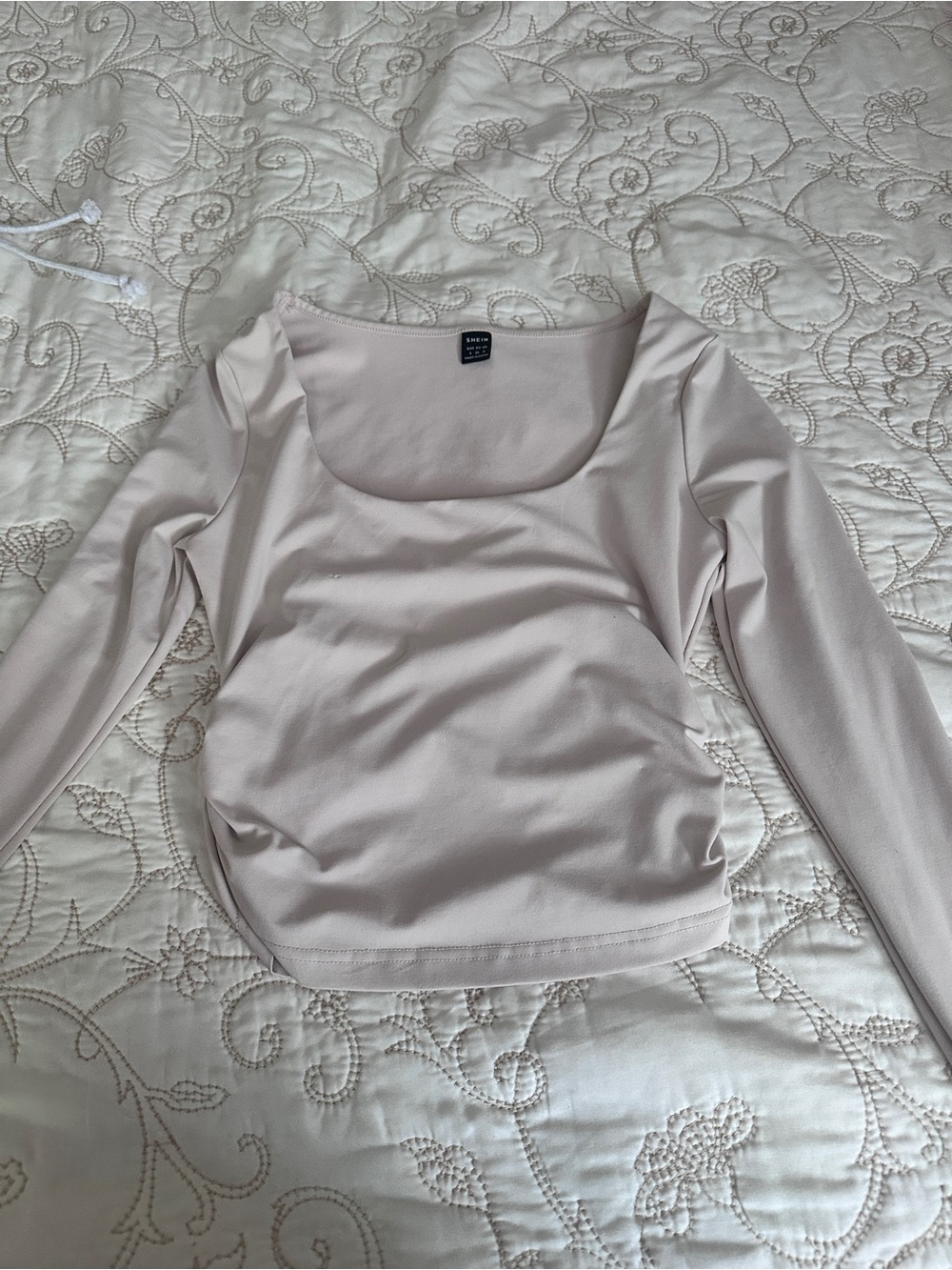 a new day Scoop Neck Long Sleeve Top - Light Taupe